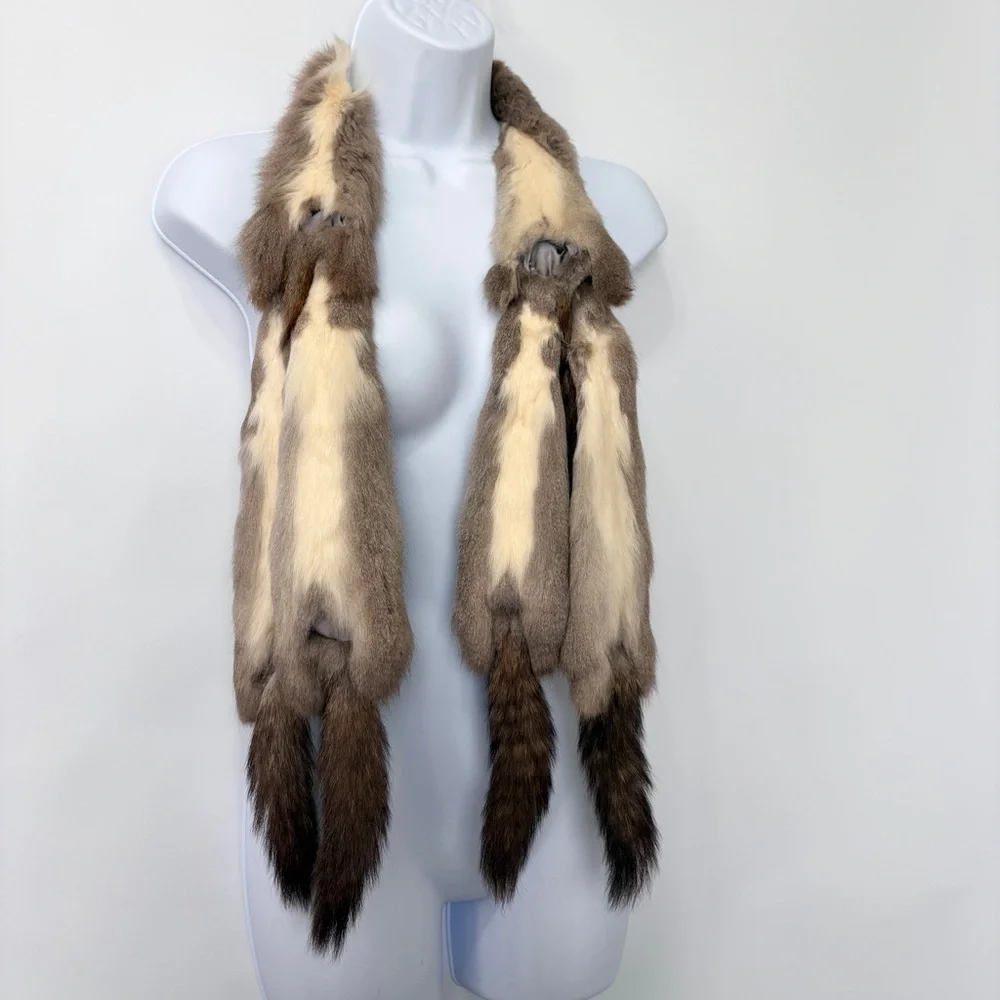 VTG‎ 30’s Italy Fareris 6 Pelts Full Body Real Minks Scarf Pastel Size 44x5.5”